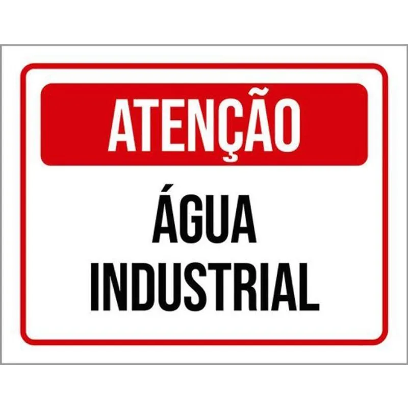 Kit 3 Placas De Atenção Água Industrial 36X46
