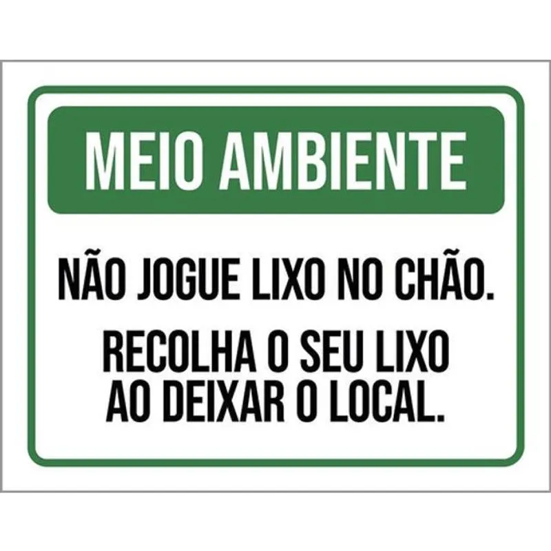 Kit 3 Placas Meio Ambiente Não Jogue Lixo No Chão 36X46