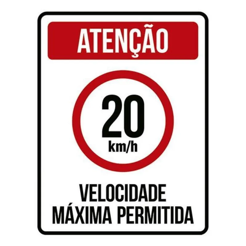 Kit 3 Placas Velocidade Máxima 20Km Máximo 36X46