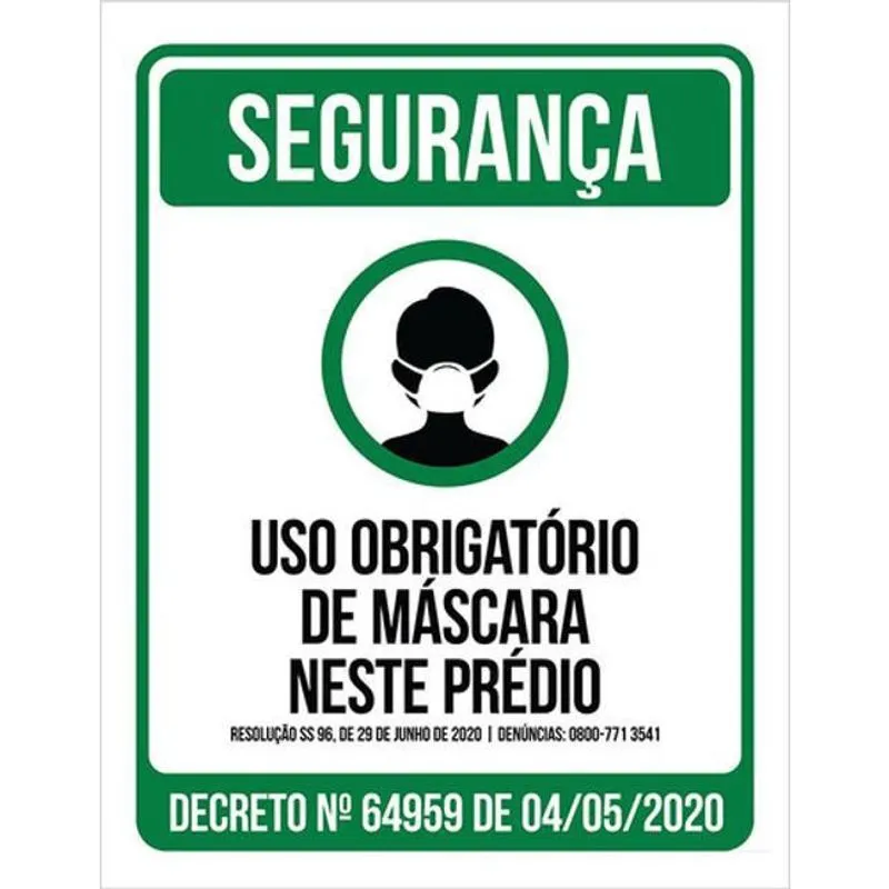 Kit 3 Placas Obrigatório Máscara Neste Prédio 36X46