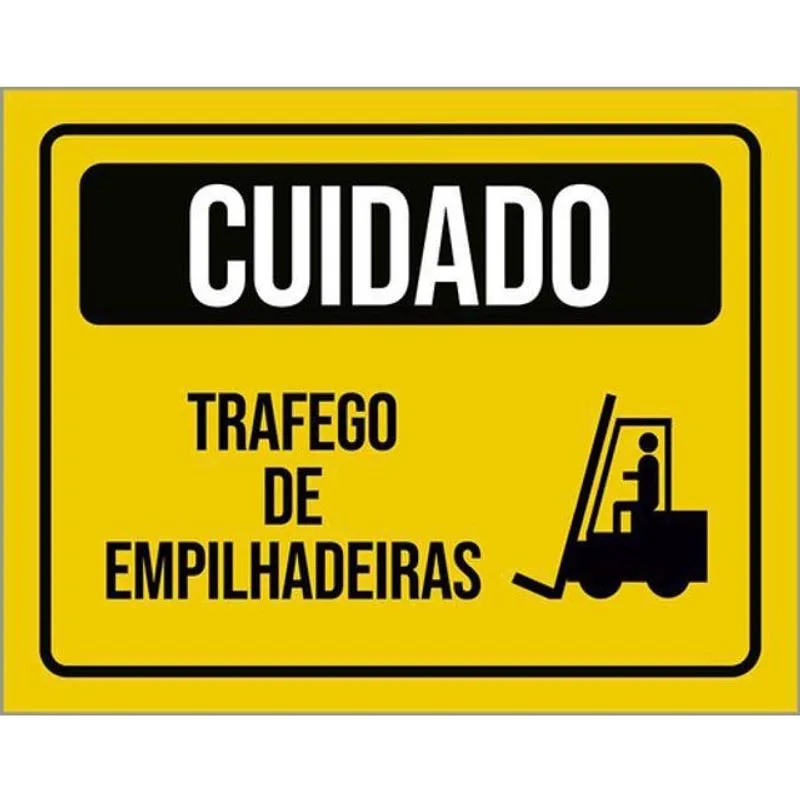 Kit 3 Placas Cuidado Trafego Empilhadeiras Amarela 36X46