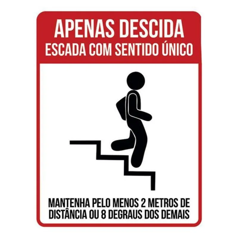 Kit 3 Placas Apenas Descida Escada Sentido Único 36X46
