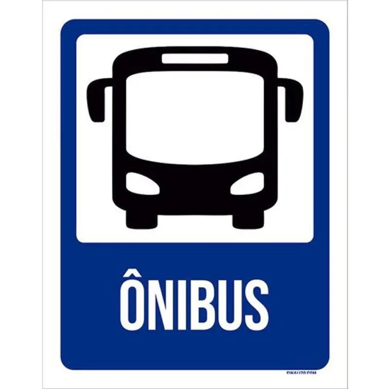 Kit 3 Placas Azul Ônibus Ícone 36X46