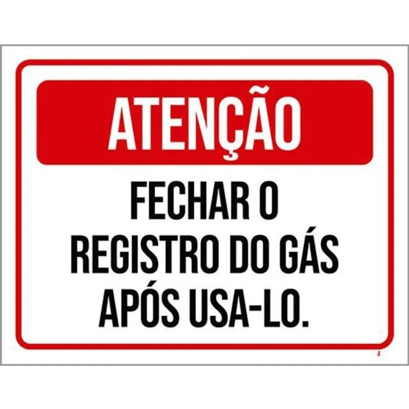 Kit 3 Placas Fechar Registro Gás Após Usa-Lo 36X46