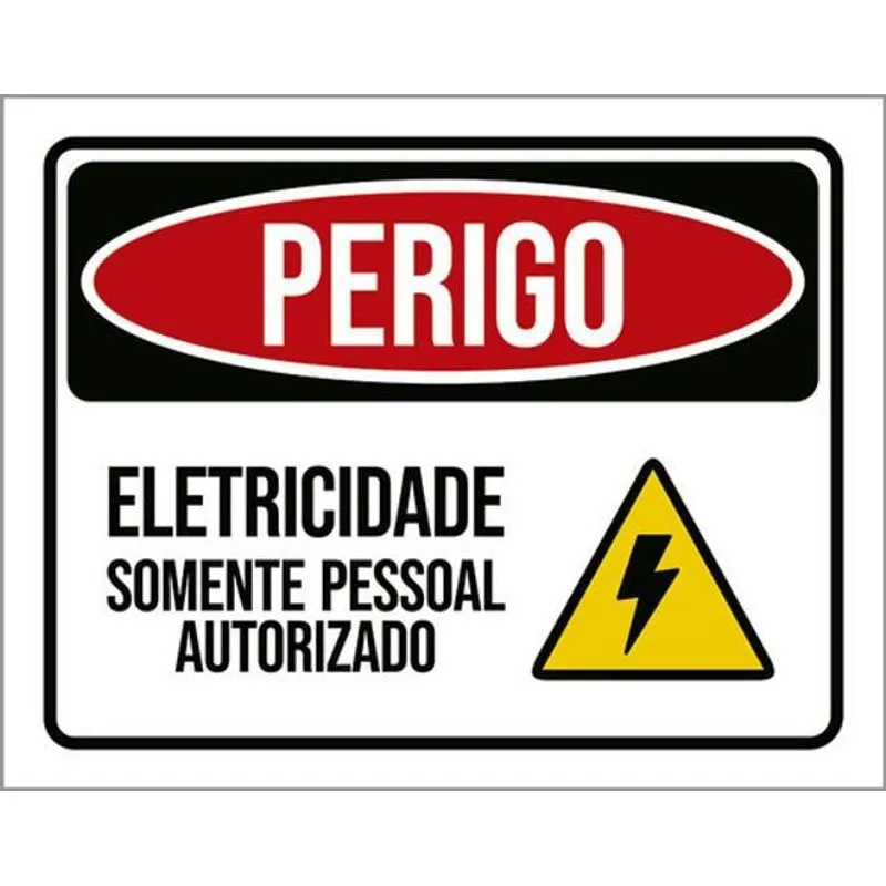 Kit 3 Placas Perigo Eletricidade Pessoal Autorizado 36x46