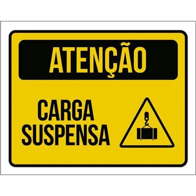 Kit 3 Placas Atenção Carga Suspensa Ícone 36X46