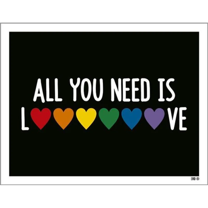 Kit 3 Placas All You Need Is Love Arco Íris 36x46