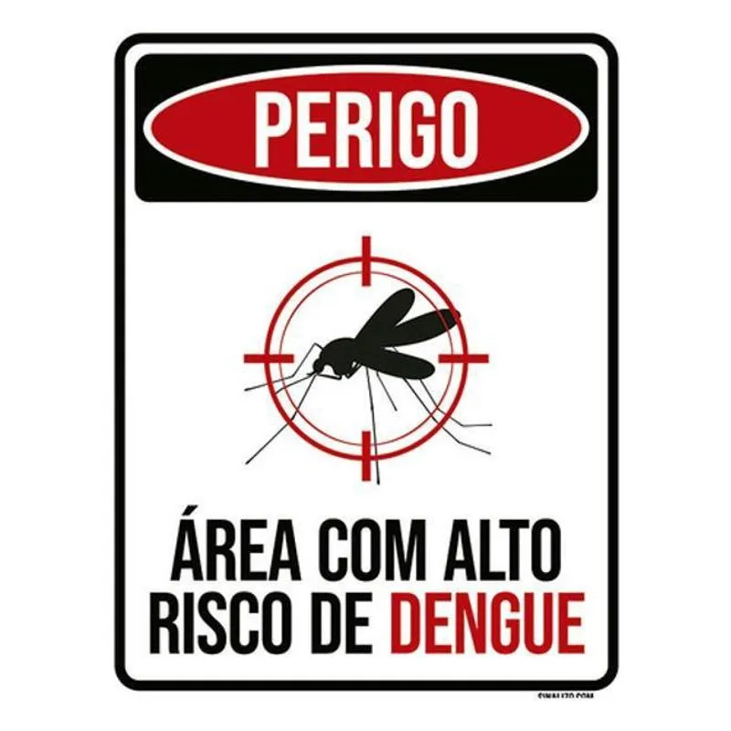 Kit 3 Placas Perigo Área Alto Risco Dengue 36X46