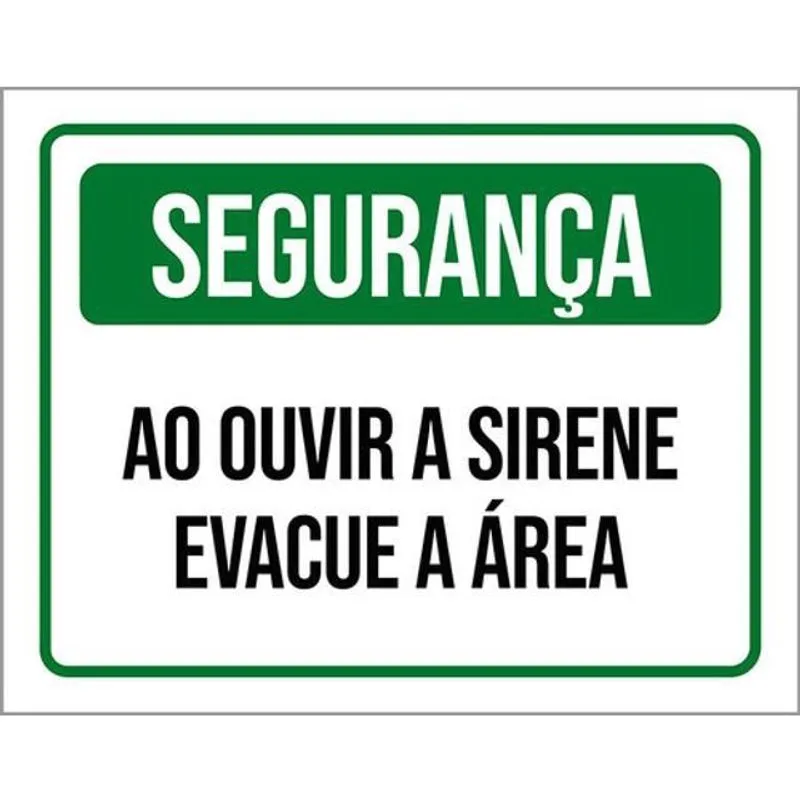 Kit 3 Placas Segurança Ao Ouvir Sirene Evacue 36X46