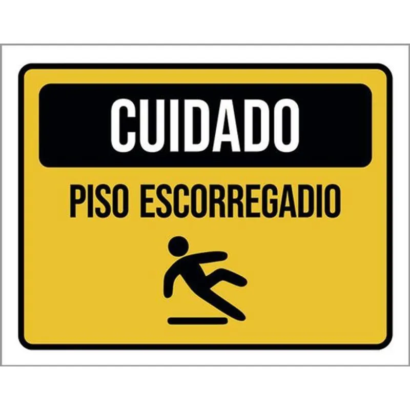 Kit 3 Placas Cuidado Piso Escorregadio Amarela Ícone 36x46