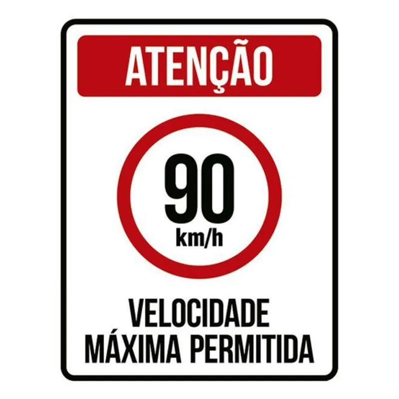Kit 3 Placas Velocidade Máxima 90km Máximo 36x46