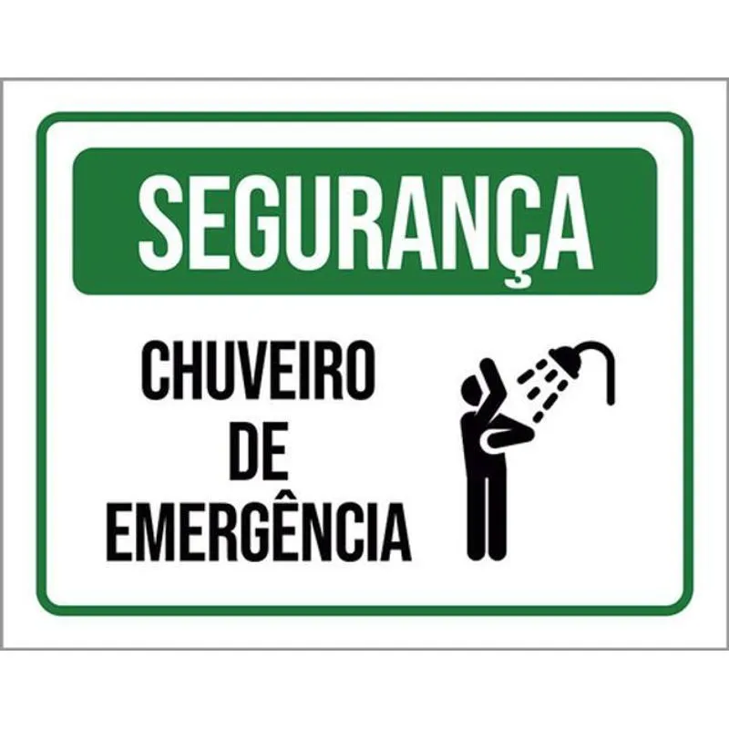 Kit 3 Placas Segurança Chuveiro De Emergência Ícone 36x46