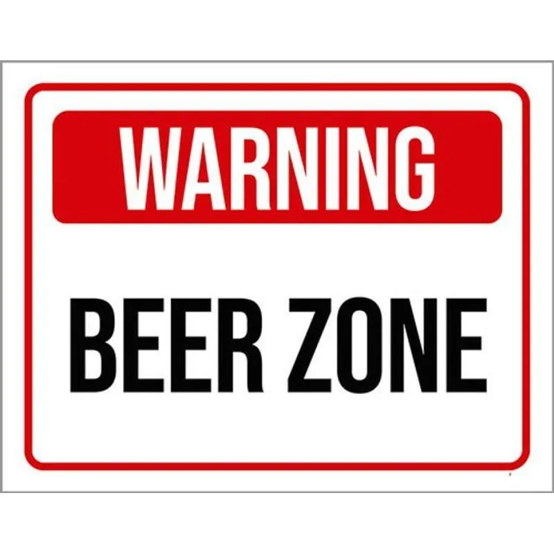 Kit 5 Placas Warning Beer Zone 36x46