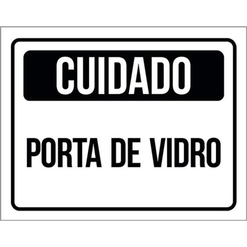 Kit 5 Placas Cuidado Porta De Vidro Preta 36x46