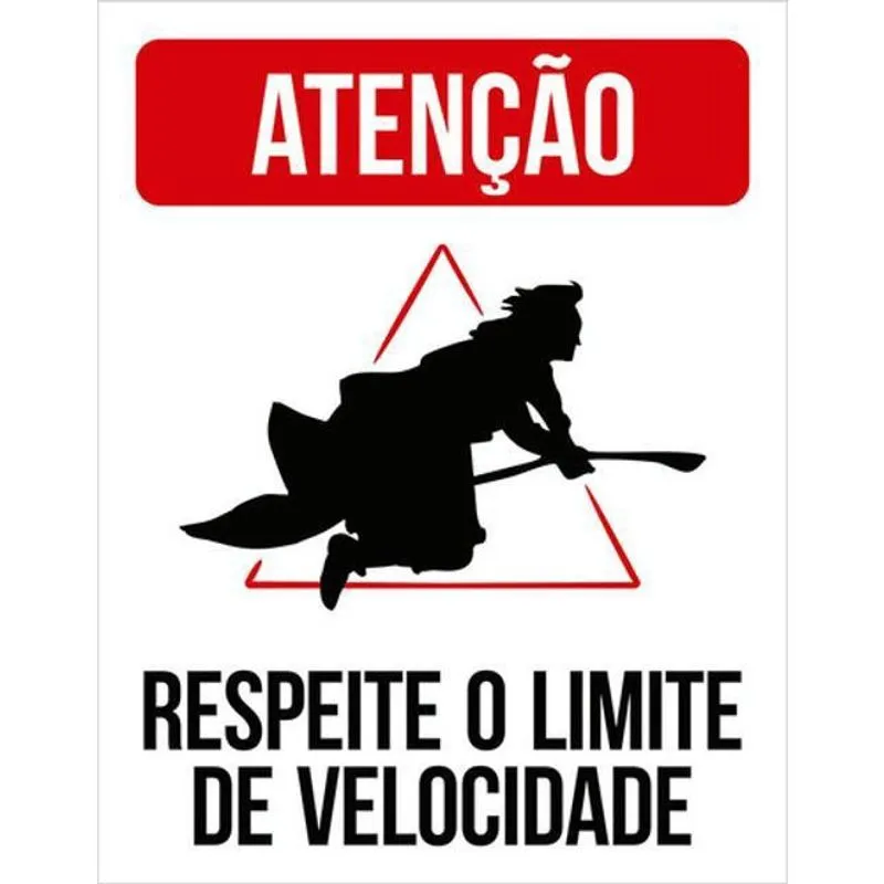 Kit 5 Placas Vassoura Respeite Limite Velocidade 36X46