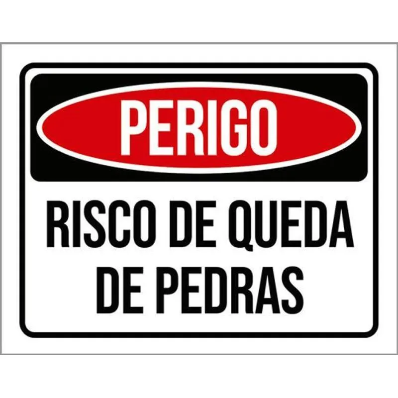 Kit 5 Placas Perigo Risco Queda Pedras 36x46