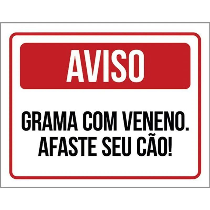 Kit 5 Placas Aviso Grama Com Veneno Afaste Seu Cão 36x46