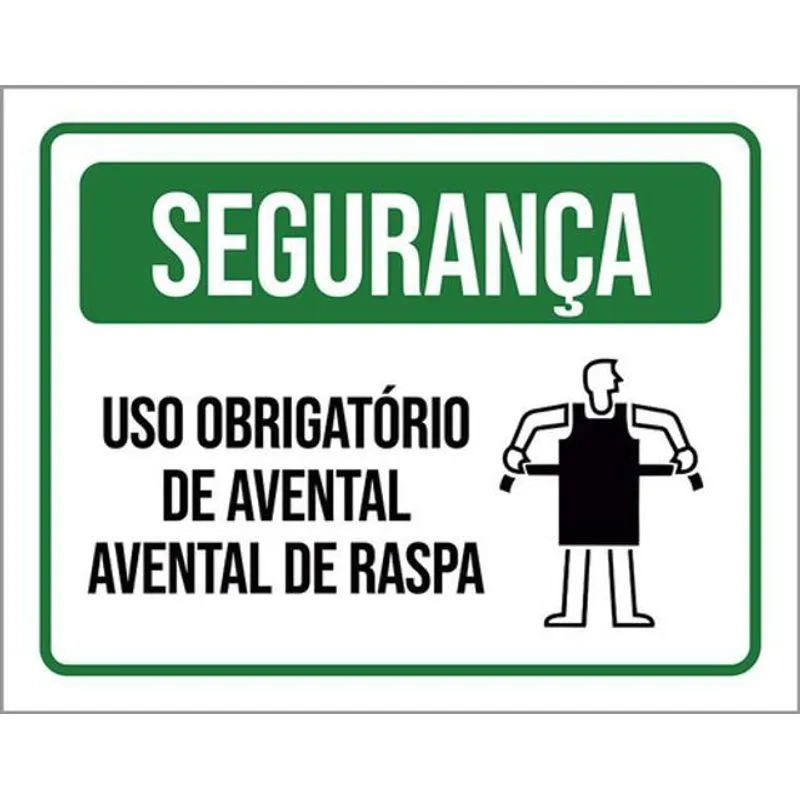 Kit 3 Placa Segurança Uso Obrigatório Avental De Raspa 36x46