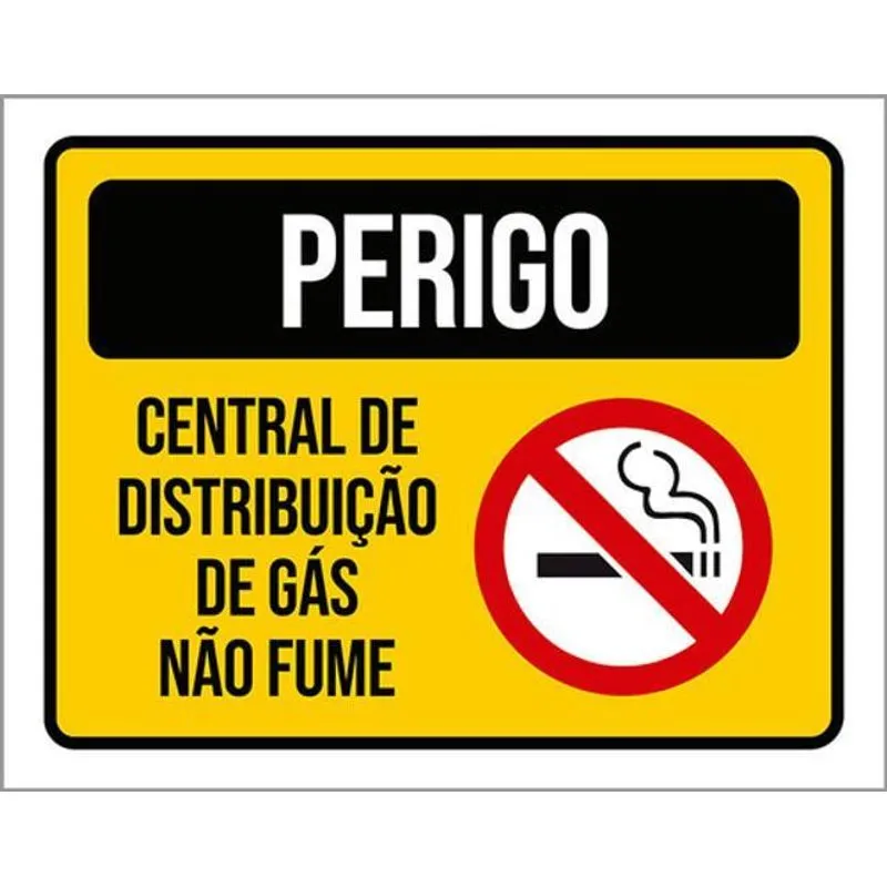 Kit 3 Placa Perigo Não Fume Centra Distribuição Gás 36x46