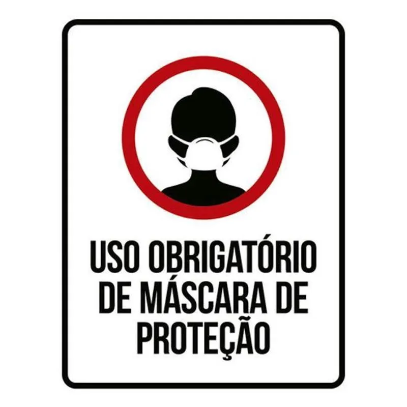 Kit 3 Placas Uso Obrigatório Máscara De Proteção Ícone 36X46