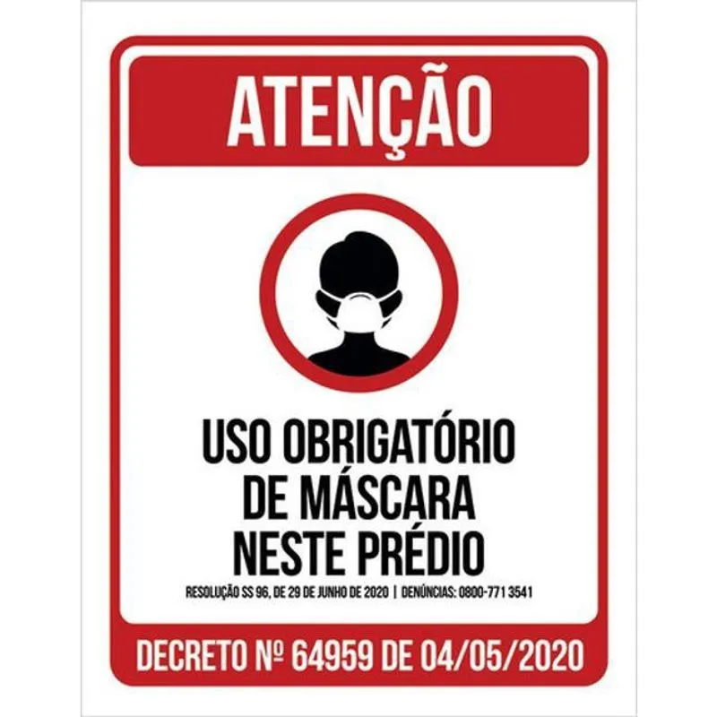 Kit 3 Placas Obrigatório Máscara Neste Prédio 36X46