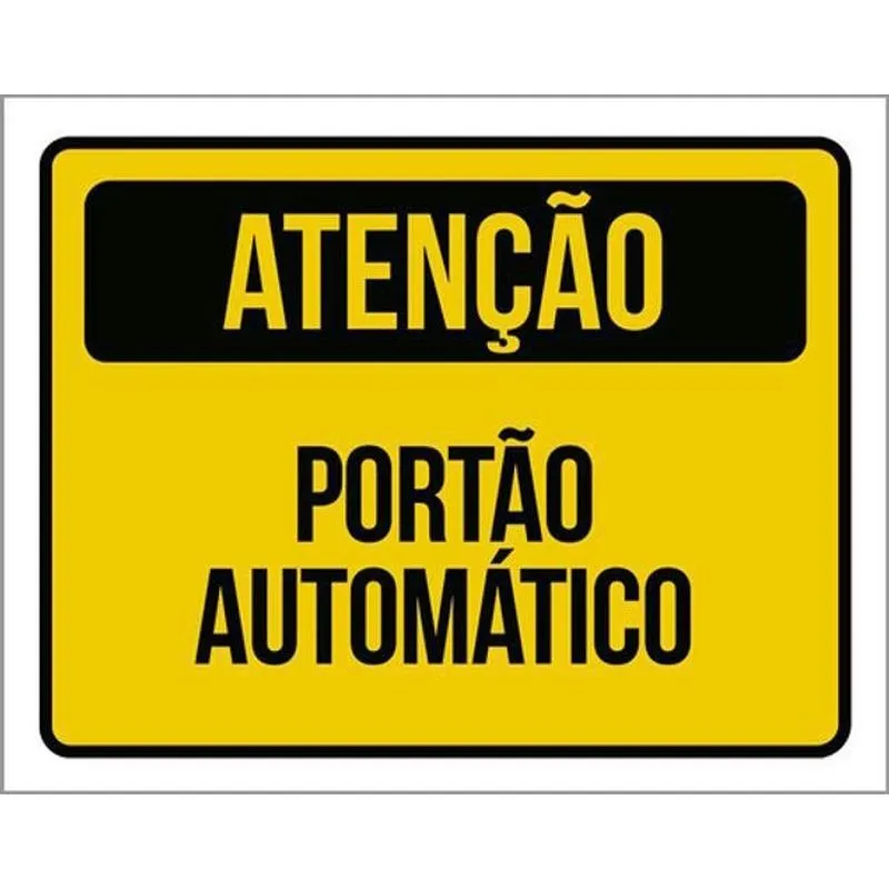 Kit 3 Placas Atenção Portão Automático Amarela 36X46
