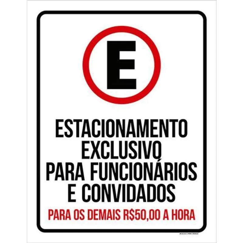 Kit 3 Placas Estacionamento Funcionários E Convidados 36X46