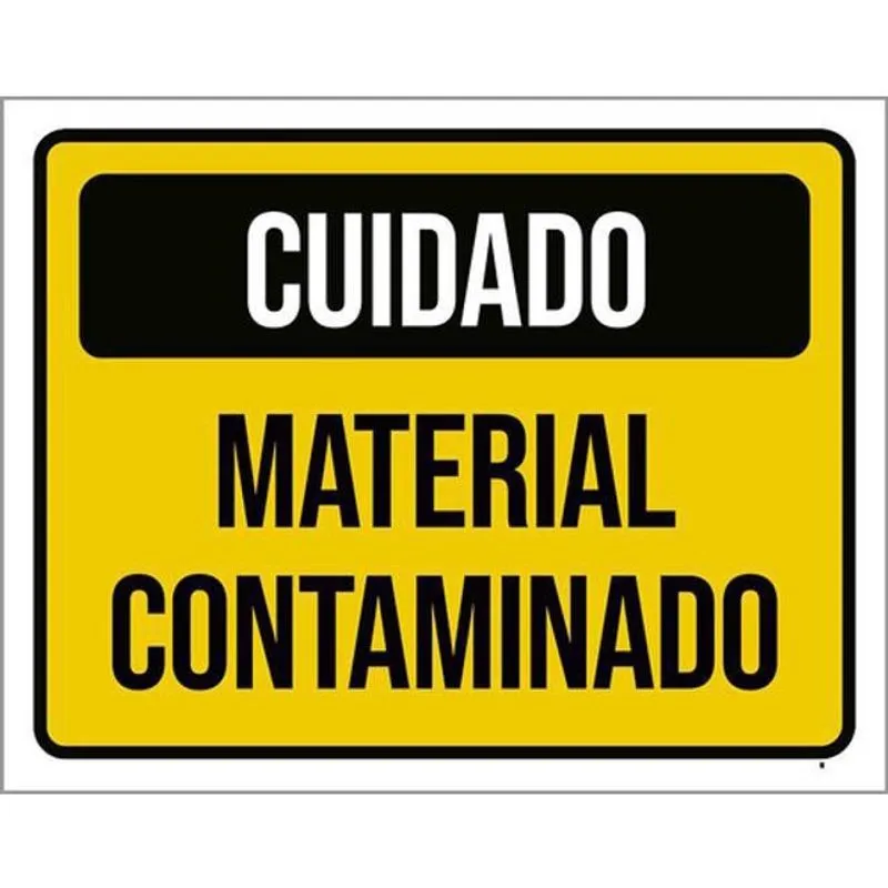 Kit 3 Placas Cuidado Material Contaminado Amarelo 36X46