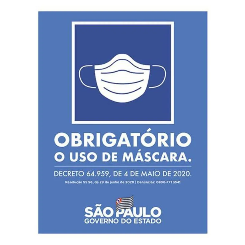 Kit 3 Placas Obrigatório Uso Máscara Governo 36X46