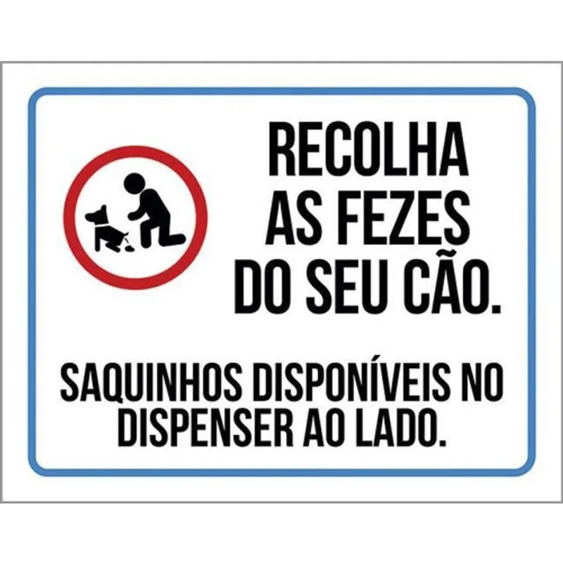 Kit 3 Placas Recolha Fezes Cão Saquinhos Disponíveis 36X46