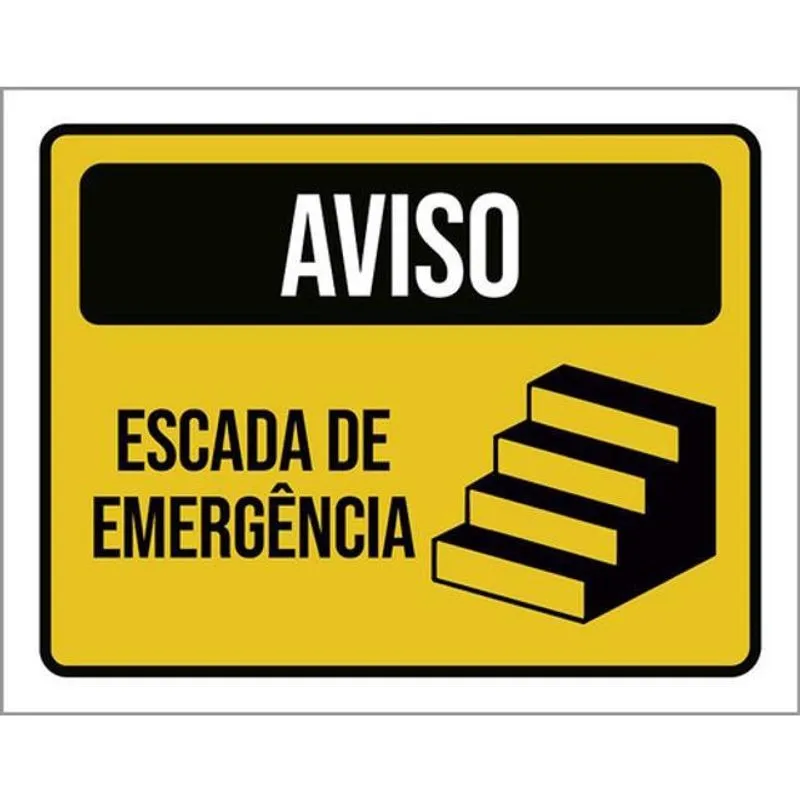 Kit 3 Placas Aviso Escada De Emergência 36X46