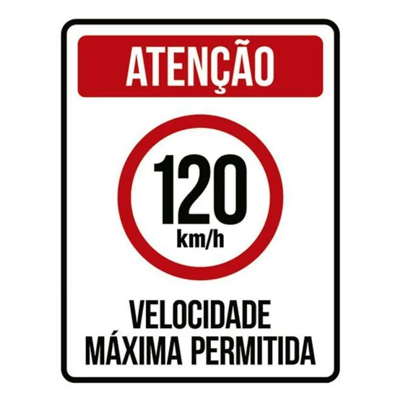 Kit 3 Placas Velocidade Máxima 120km Máximo 36x46