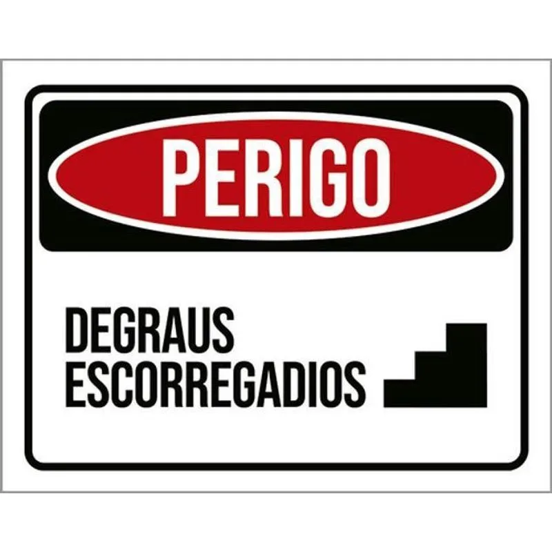 Kit 3 Placas Perigo Degraus Escorregadios Ícone 36X46