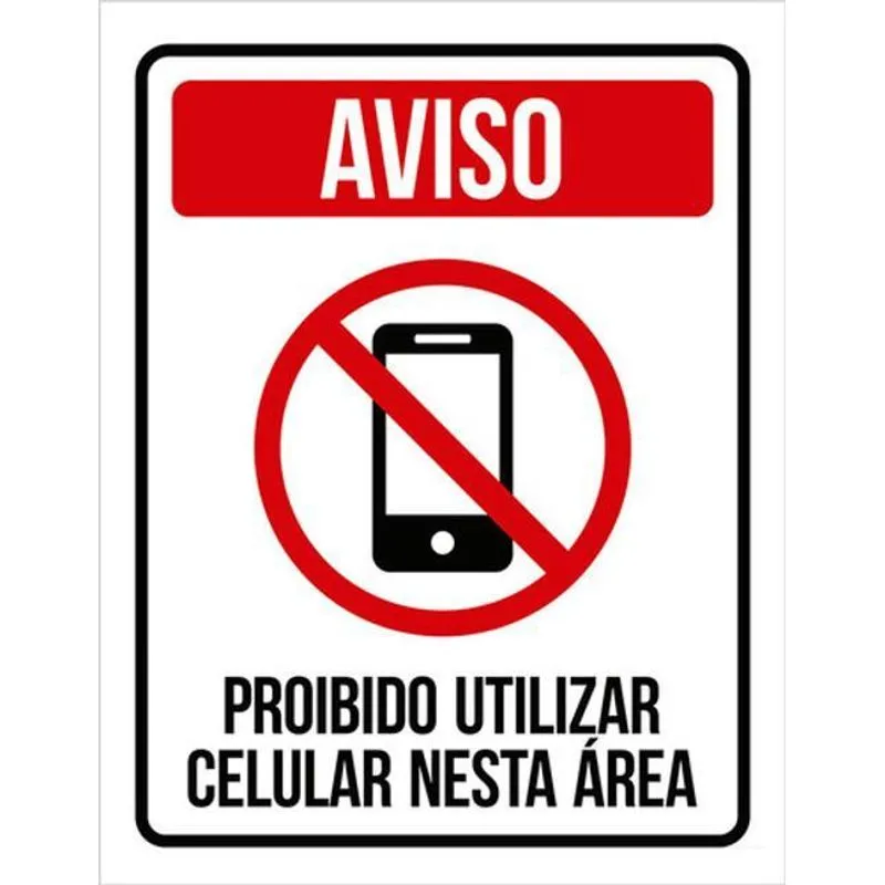 Kit 5 Placas Proibido Celular Nesta Área 36x46