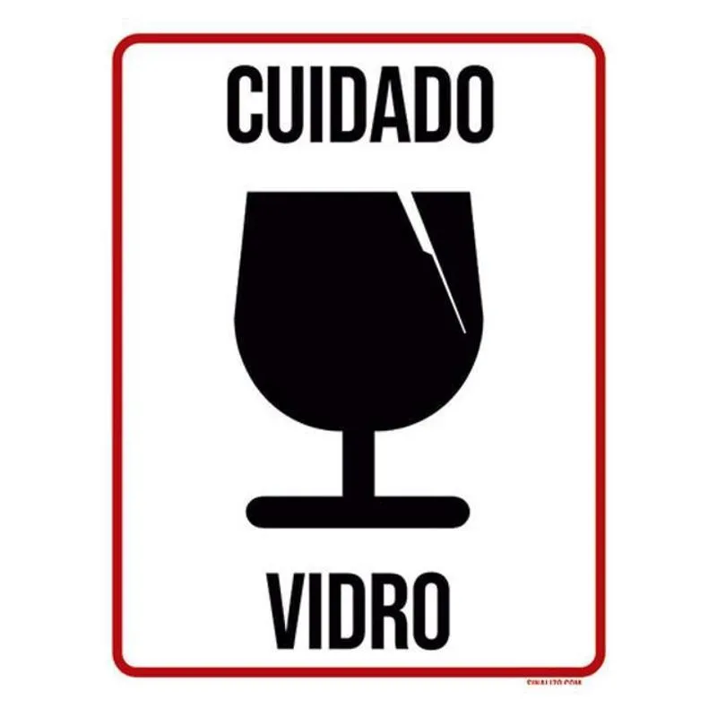 Kit 5 Placas Cuidado Vidro Frágil Ícone 36X46