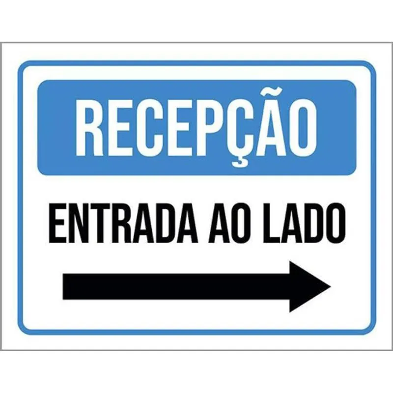 Kit 5 Placas Recepção Entrada Lado Seta Direita 36X46