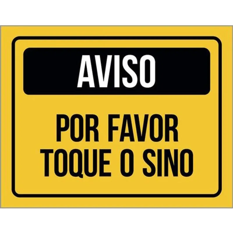 Kit 5 Placas Aviso Por Favor Toque Sino Amarela 36X46