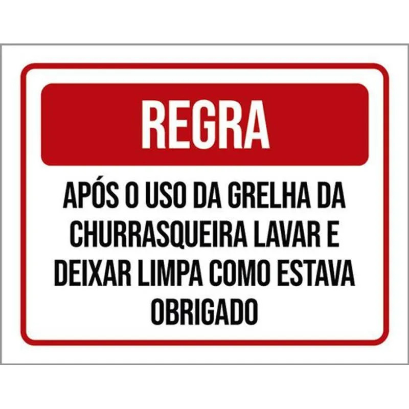 Kit 5 Placas Regra Após Uso Grelha Churrasqueira Lavar 36x46