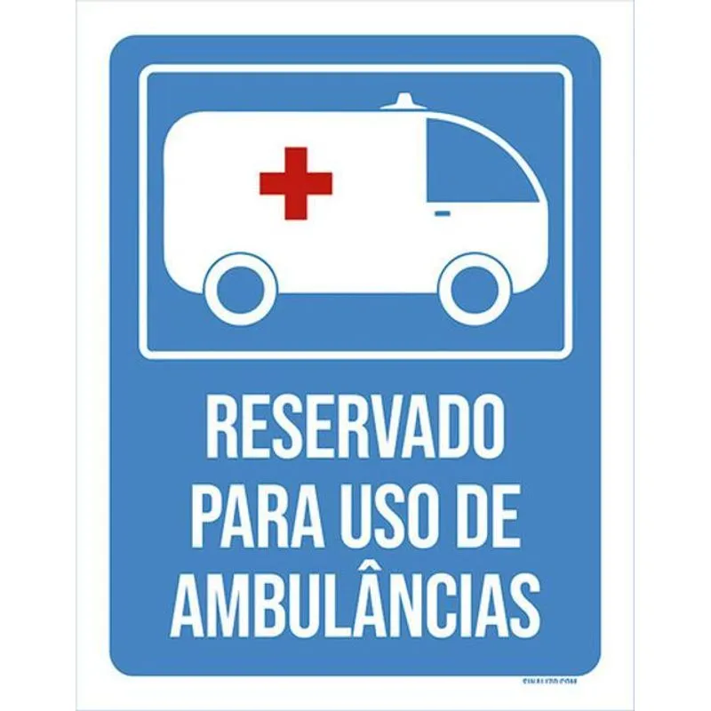 Kit 5 Placas Reservado Para Uso Ambulâncias 36x46