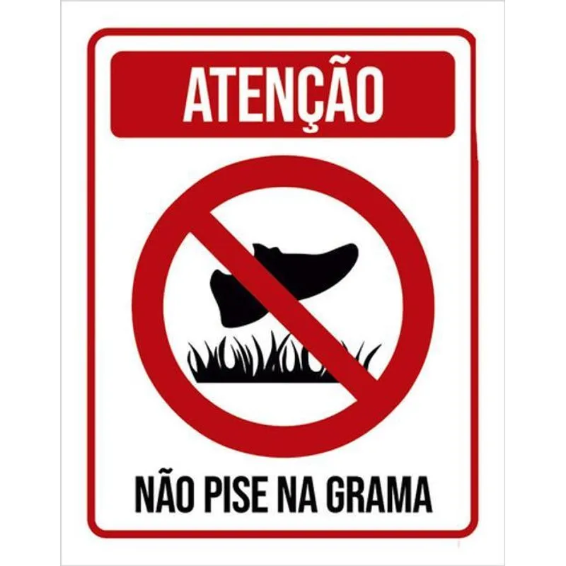 Kit 5 Placas Atenção Não Pise Na Grama 36x46