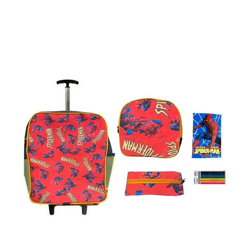 Mochila Escolar Homem Aranha Lancheira Térmica 6 Itens