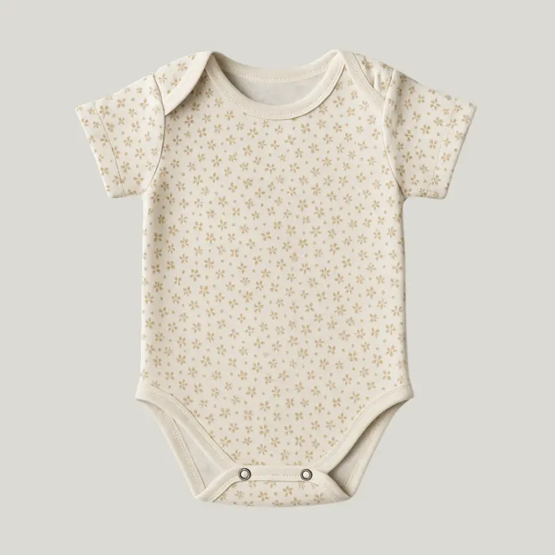 Body Bebê Floral Bege 9 a 12 meses