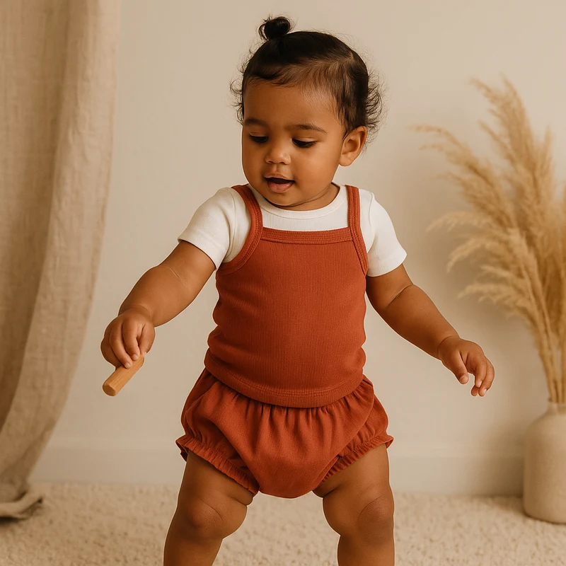 Conjunto Linen Terra Cota 12 a 18 meses