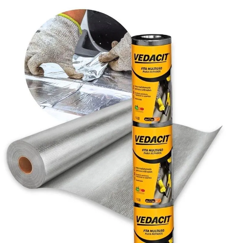 Fita Manta Asfáltica Adesiva Aluminio 90cm X 10m Vedacit