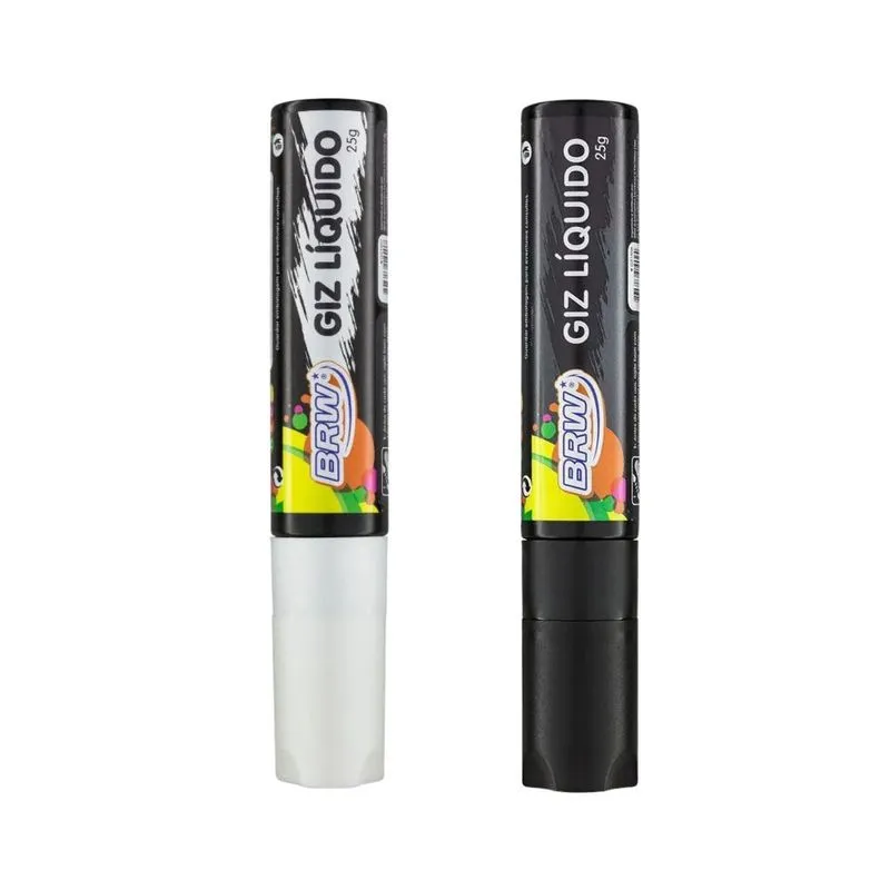 Kit 02 Canetão Giz Líquido 15mm brw 25g Caneta Marcador p/ Lousa Vidros Espelhos Carros Vitrines
