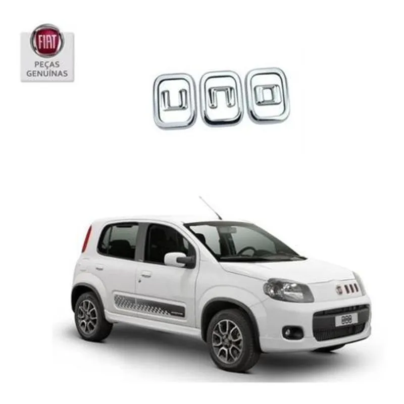 Emblema Cromado Uno Tampa Traseira Novo Fiat 100192450