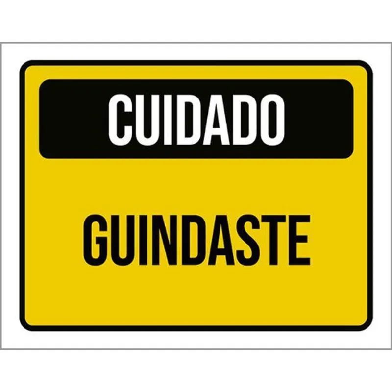 Kit 5 Placas Cuidado Guindaste Amarela 36x46