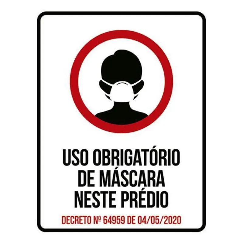 Kit 5 Placas Uso Obrigatório Máscara Neste Prédio 36X46