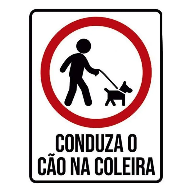 Kit 5 Placas Conduza Cão Na Coleira 36X46