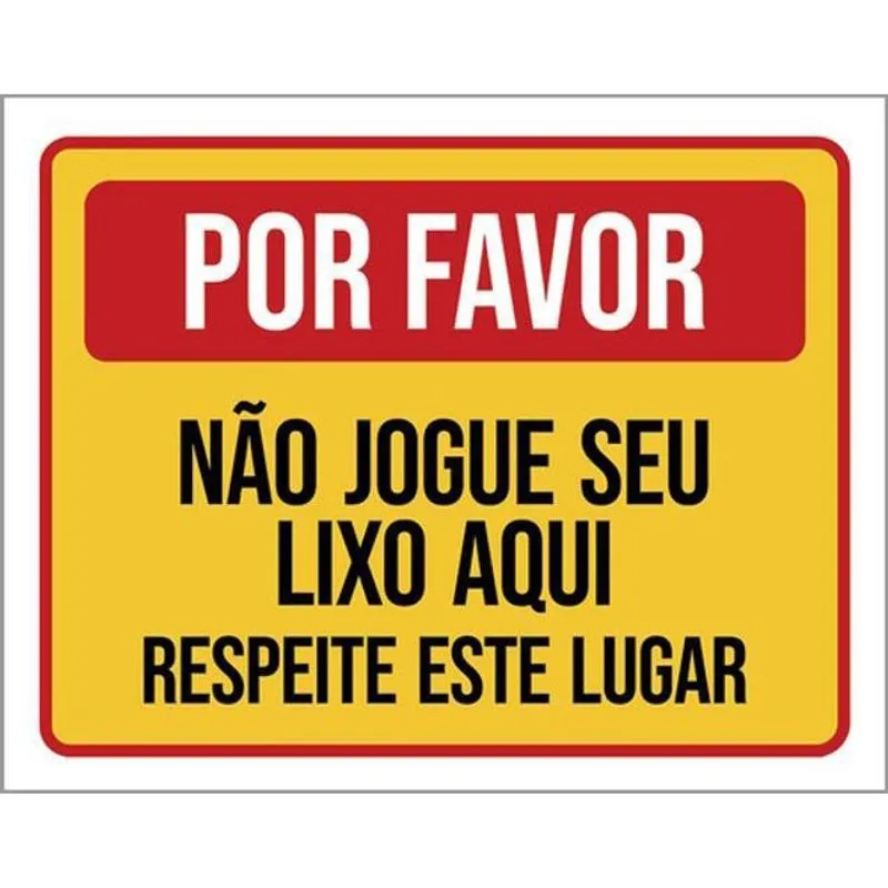 Kit 5 Placas De Por Favor Não Jogue Lixo 36X46